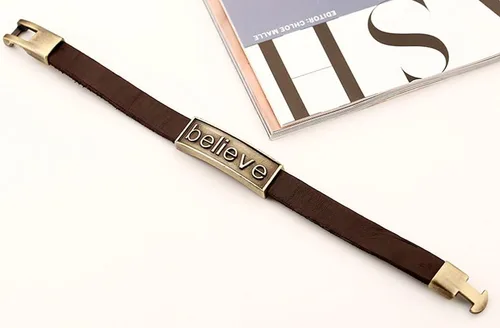 Vista 4 de Hamoery Pulsera de cuero de aleación punk para hombre, pulsera cruzada