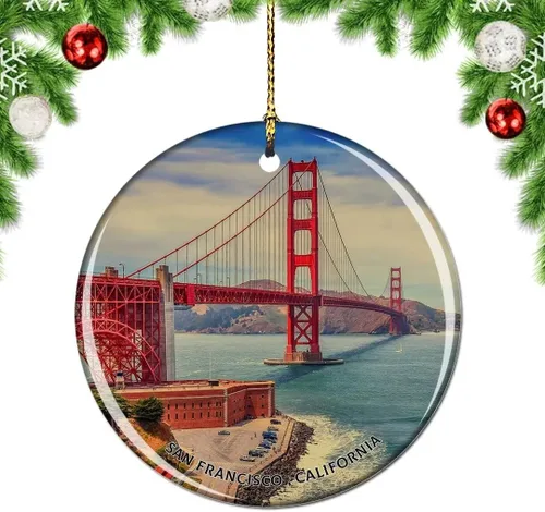 Vista 13 de California San Francisco 16 Avenue Tiled Steps USA Christmas Tree Ornamento Decoración Colgante Colgante Decoración Ciudad Viaje Souvenir Colección