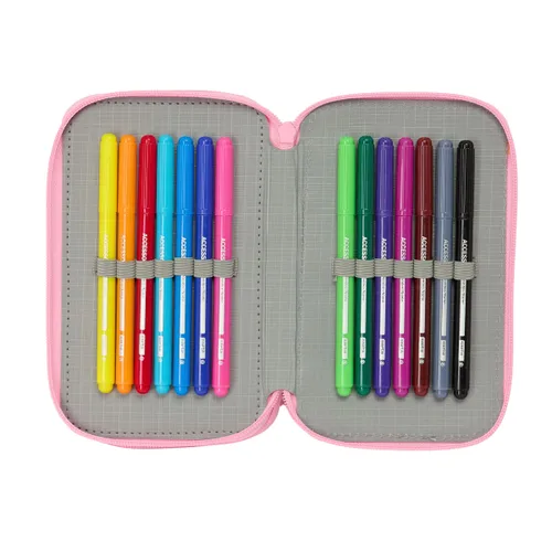Vista 4 de Estuche Escolar con Accesorios Barbie Painterly Rosa Azul cielo 12,5 x 19,5 x 5,5 cm 37 Piezas