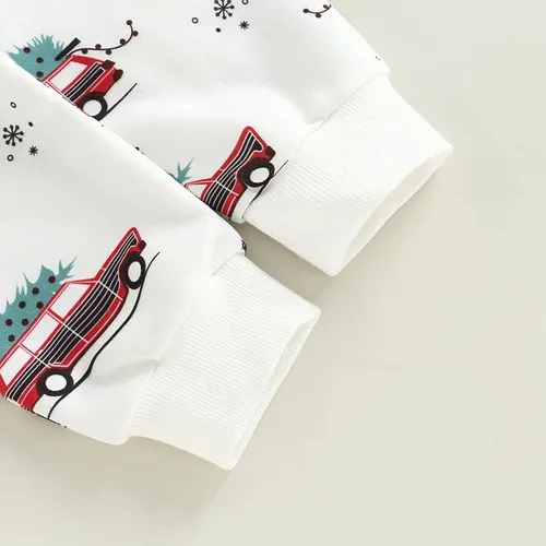 Vista 7 de Ropa de Navidad de manga larga con cuello redondo y pantalones lindos para invierno