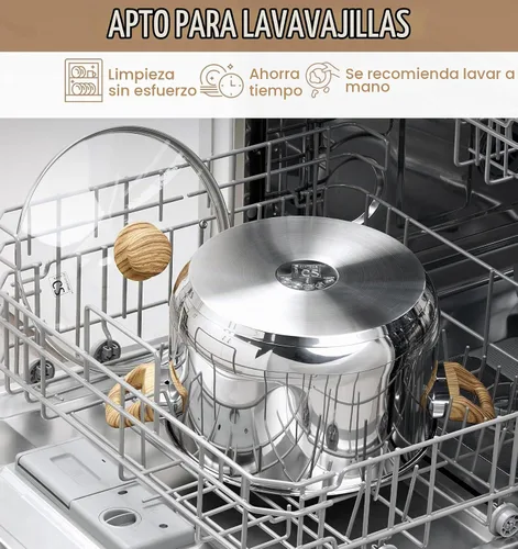 Vista 5 de Olla de acero inoxidable KOCH SYSTEME CS - Olla de inducción de acero inoxidable de 6 cuartos con tapa para pasta, sopa, espaguetis, ollas de sopa