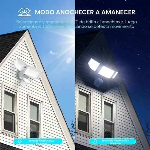 Vista 6 de Abovizo Luces de seguridad LED de 85 W con sensor de movimiento para exteriores, 8500 lm de atardecer al amanecer, IP65 impermeable, 6500 K, luz