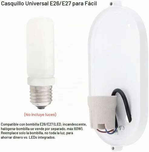 Vista 4 de RTNLIT E26/E27 Socket Lámpara de pared al aire libre, luz de mamparo Blanco