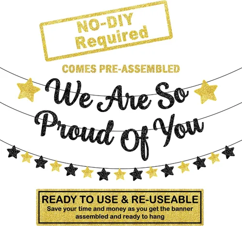 Vista 2 de KatchOn, Cartel con texto en inglés «We are So Proud of You» («We are So Proud of You») – Cartel de felicitaciones para decoraciones de graduación