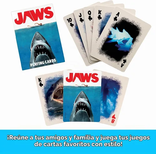 Vista 2 de Aquarius Jaws - Juego de cartas de tamaño estándar, baraja temática con 52 diseños únicos de tiburón, regalo de mercancía coleccionable