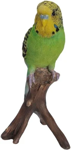 Vista 2 de Hi-Line Gift Ltd Budgie en la rama estatua, verde