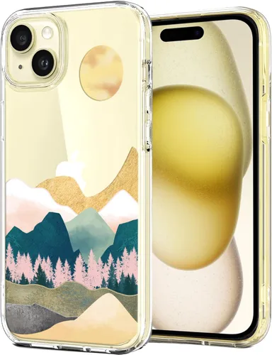 Vista 10 de Unov for iPhone 15 Case, Clear with Design, Slim Fit Good Grip, Embossed Phone Case, Shockproof Protective Cover, Raised Camera Protection, Soft