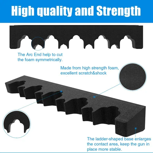 Vista 3 de Estante de barril de rifle de espuma duradero para armario de pistola apilable, colgador universal para pistola con tira magnética y tornillos