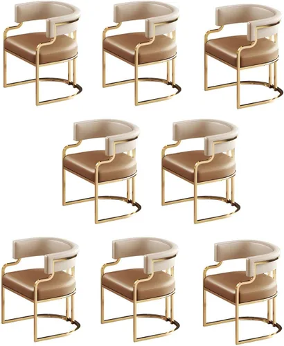 Vista 44 de Sillas de comedor de cocina para interiores, silla lateral tapizada para el hogar, silla con brazo de respaldo bajo, silla de comedor con piel