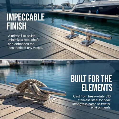 Vista 4 de MIZUGIWA Boat Cleats 316 Stainless Steel,4 inch 5 inch 6 inch 8 inch Marine Dock Cleat Open Base with Fasteners for Boat