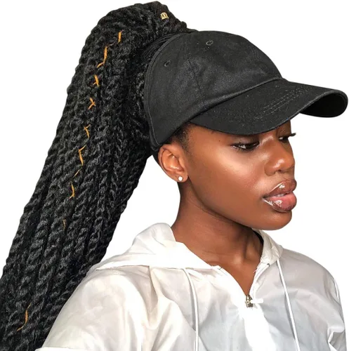 Vista 4 de CurlCap Gorra sin parte trasera para cabello natural, gorra de béisbol forrada de satén para mujer