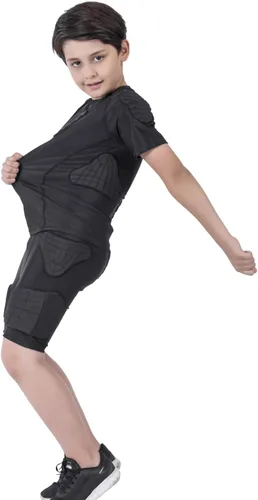 Vista 6 de Padded Shirt Youth Boys Padded Compression Sports Protective T-Shirt Kids Rib Chest Guard for Football Baseball Basketball