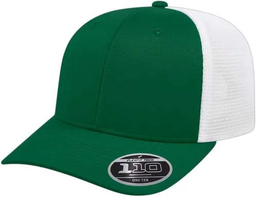 Vista 124 de Cap America i8502 Flexfit 110 Premium - Gorra de camionero de perfil medio con 6 paneles de malla trasera con protección UV y cierre ajustable