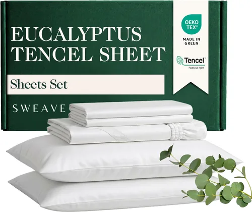 Vista 7 de Sábanas refrescantes Tencel Queen Blend con algodón egipcio, 4 unidades, gris claro Juego de ropa de cama de 4 piezas de tejido de percal