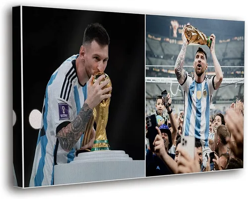 Vista 24 de SpiritualHands Lionel Messi - Póster en lienzo de Messi Argentina, póster de fútbol de Leo Messi para dormitorio de niños, 8 x 12 pulgadas, listo