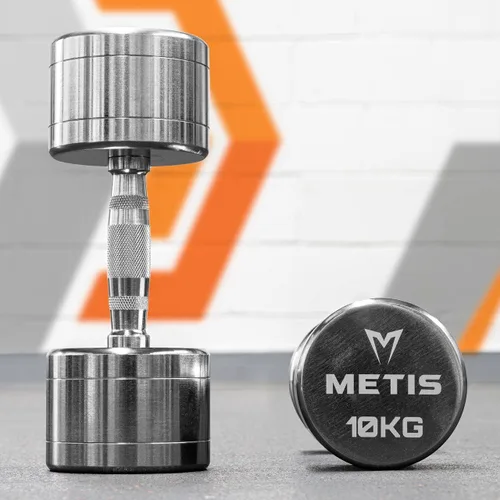 Vista 12 de METIS Mancuernas cromadas [5.5lbs-66lbs] Pesas libres Equipo de fitness