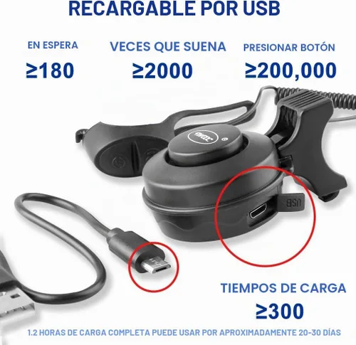 Vista 3 de Bocina eléctrica para bicicleta, mini timbre de bicicleta de 100 dB con 4 modos de sonido, recargable por USB e impermeable, ideal para bicicletas