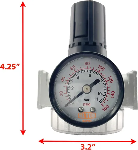 Vista 2 de Regulador de presión de aire comprimido en línea NPT MID FLOW de 1/2" para compresor de aire, 7 a 150 PSI ajustable