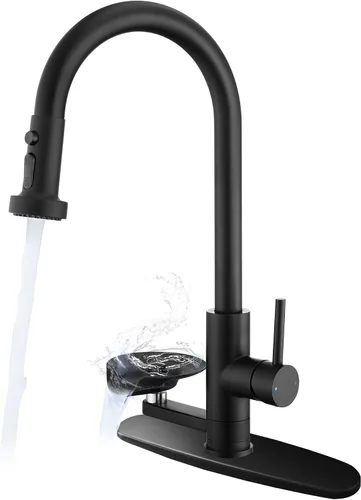 Vista 10 de Grifo de cocina con enjuague de vidrio para fregadero, grifo desplegable con 3 modos de pulverización y enjuague de vidrio de alta presión, grifo
