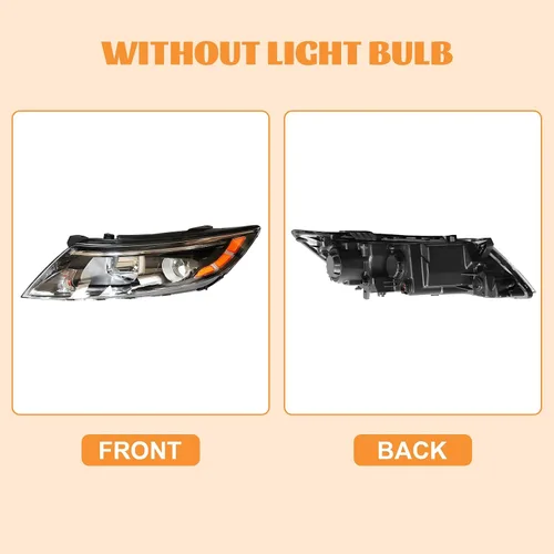 Vista 8 de Para faros halógenos de lado del conductor izquierdo 2014 2015 Kia Optima EX LX Proyector Carcasa negra sin DRL (Solo para modelo de EE. UU.)