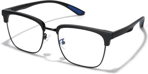 Vista 9 de ZanyLen Blue Light Glasses Men Rectangle Large Browline Computer Gaming Glasses