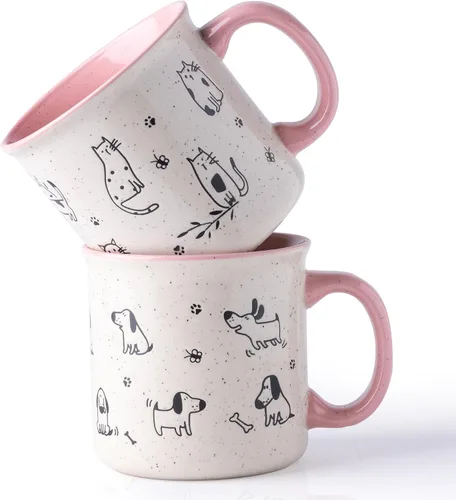 Vista 12 de AmorArc Juego de 2 tazas de café de cerámica grandes de 22 onzas, tazas de gran tamaño con mango grande para hombres, mujeres, papá, mamá, taza