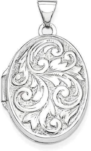 Vista 9 de Collar de cadena con dije de oro blanco de 14 quilates reversible Love You Always ovalado con foto que sostiene fotos, joyería fina para mujeres