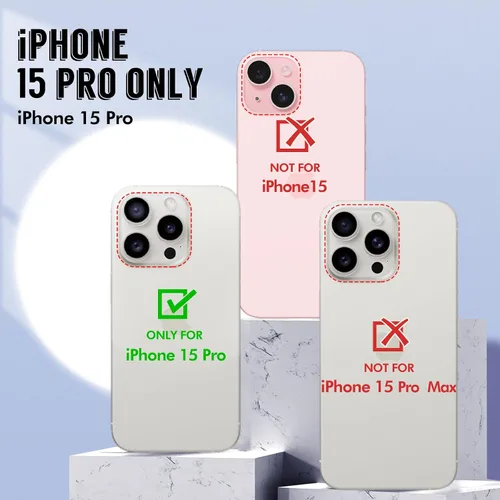 Vista 7 de SHEDEER Funda para iPhone 15 Pro con protector de cámara con purpurina y protector de pantalla, patrón elegante y antiamarillamiento, protección
