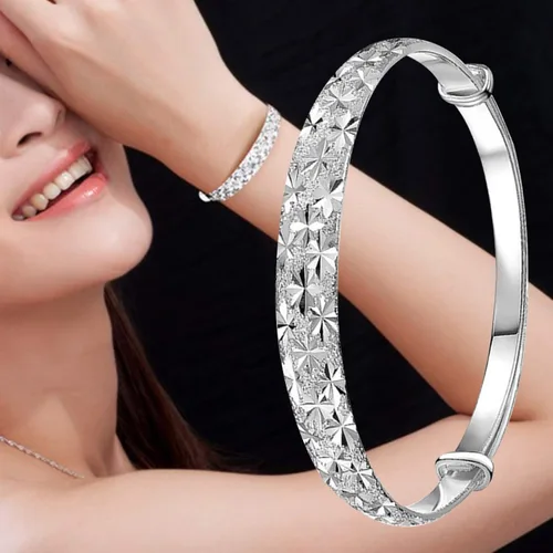 Vista 2 de Pulsera para mujer diseño de estrella tallada de moda para boda compromiso regalo