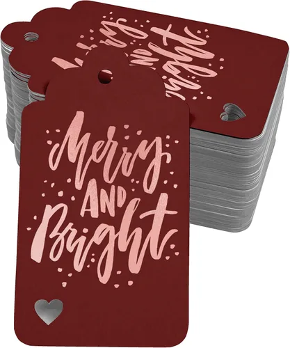 Vista 57 de Etiquetas colgantes con texto en inglés "Merry and Bright" (50 unidades)