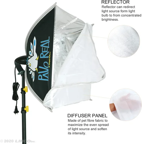 Vista 3 de LINCO Lincostore AM270 - Kit de iluminación de estudio para fotografía fotográfica continua, 16 x 16 pulgadas, con 2 bombillas de retrato