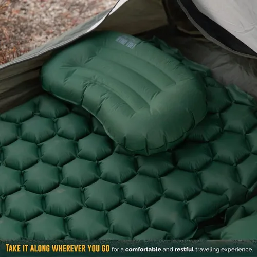 Vista 4 de Ryno Tuff Almohada inflable de nailon para acampar al aire libre para soporte lumbar del cuello, almohada inflable ligera aislada de viaje