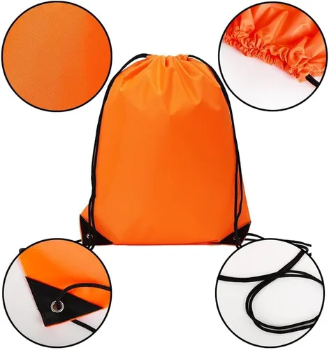 Vista 3 de CODOBON Mochila con cordón a granel Draw String Bags Cinch Bolsa de poliéster para deporte de gimnasio, Naranja, Classic