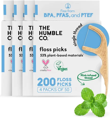 Vista 12 de The Humble Co. Porta-hilo dental natural (200 unidades) – Hilo dental vegano, ecológico y sostenible para el cuidado bucal – Ayuda a eliminar