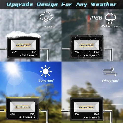 Vista 6 de Luz de inundación LED para exteriores de 25 W, equivalente a 2500 W, 2500 LM, luces RGB que cambian de color por App Control, escenas de bricolaje