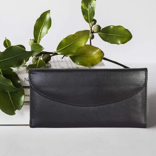 Vista 9 de Leatherboss - Cartera de cuero genuino para mujer, todo en uno, tarjetero de débito, Negro -, Cartera con tarjetero