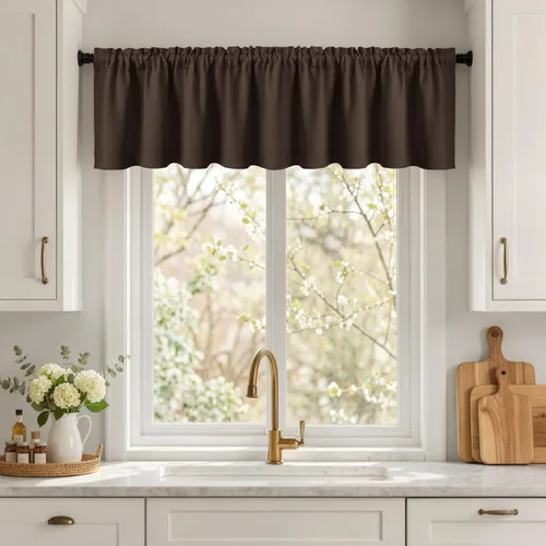 Vista 25 de MIULEE Cenefa opaca con bolsillo para cortinero, con aislamiento térmico, cortina corta para ventana pequeña y dormitorio, 42 x 18 pulgadas, 1 Beige