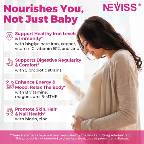 Vista 5 de Gomitas Multivitamínicas Prenatales para Mujeres con Metilfolato 1mg, Colina Omega-3 (DHA+EPA) Hierro, Vitaminas Postnatales para Mujeres que