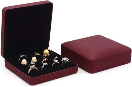 Vista 4 de Joyero con forro suave, almacenamiento portátil, terciopelo de piel sintética de lujo, gran capacidad, anillo de oreja, organizador para viajes