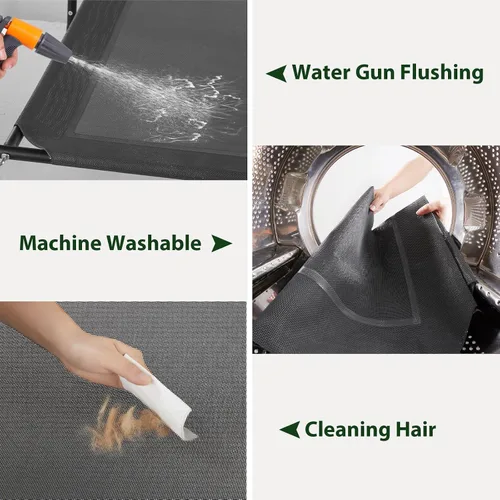 Vista 6 de Cama elevada refrescante para perros grandes – Cuna elevada impermeable con reposacabezas inclinado, malla Teslin transpirable, cama duradera