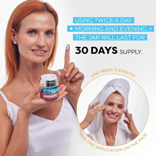 Vista 4 de Crema de retinol para cara con ácido hialurónico – Hidratante facial de colágeno para mujeres y hombres – Fórmula avanzada antienvejecimiento