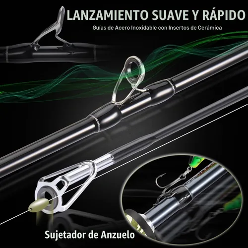 Vista 3 de Sougayilang Baitcaster Combo, Cañas de Pescar de Casting de Grafito de 2 Piezas 30Ton+24Ton, Mango SuperPolymer, Portacebo Estilo "S" con Carrete
