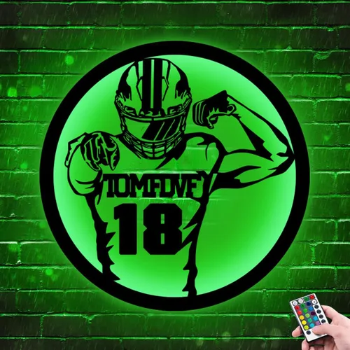 Vista 11 de Letrero de neón personalizado para jugador de fútbol, luz nocturna con degradado automático, luz nocturna LED de fútbol con nombre personalizado