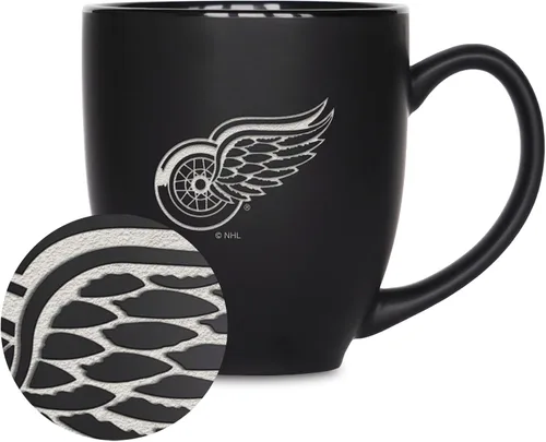 Vista 26 de Rico Industries NHL Hockey - Taza bistró de cerámica negra mate de 15 onzas