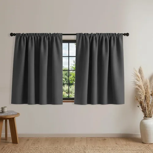 Vista 20 de Mrs.Naturall - Cortinas opacas cortas beige para ventanas pequeñas de 18x24 pulgadas de largo