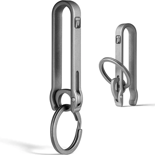 Vista 7 de FEGVE Titanium Key Belt Clip with 1.1″ Ti Key Ring, Rotary Anti-Slip Lock GR5 Titanium Alloy, Ultra-Light, Rustproof & Anti-Deform