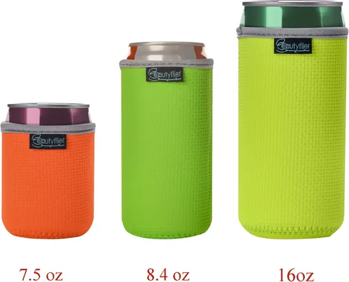 Vista 7 de Beautyflier Paquete de 4 fundas aislantes de neopreno antideslizantes en relieve, fundas gruesas y plegables para latas de bebidas, para fiestas