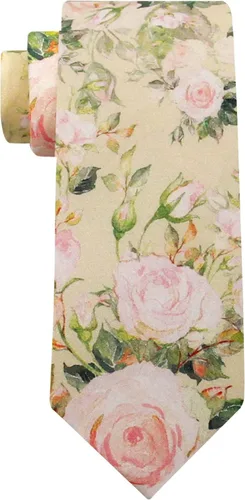 Vista 41 de Corbata de algodón floral para hombre, corbata delgada impresa de 2.56'' 01-Bean Pasta Rosa