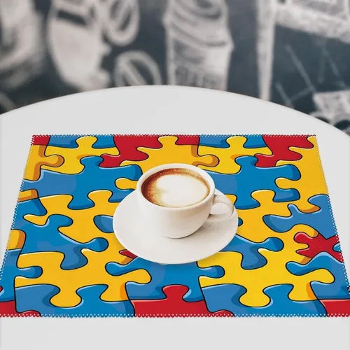 Vista 7 de _Puzzle Piece Autism Awareness Placemats Set of 6 Resistant Table Mats Washable Place Mats for Dinner Party Table Decoration