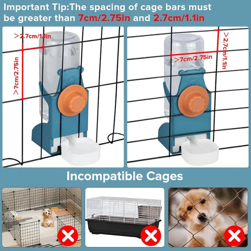 Vista 3 de Kenond 17 oz Pet Water Bottle,Guinea Pig No Drip Water Bowl for Cage,Hanging Automatic Gravity Water Dispenser for Small Animals Rabbit Hedgehog